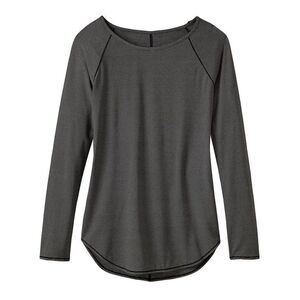 Athleta Women's Large Shanti Micro Stripe Long Sleeve Shirt Top 218020 Black L